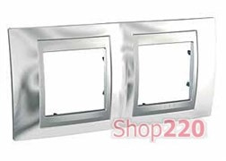 Рамка 2 поста, блестящий хром, Unica MGU66.004.010 Schneider