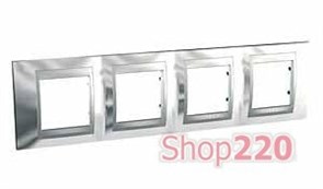Рамка 4 поста, блестящий хром, Unica MGU66.008.010 Schneider
