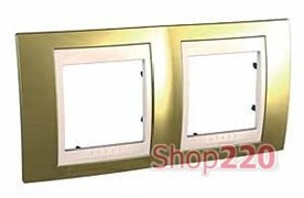 Рамка 2 поста, золото, Unica MGU66.004.504 Schneider