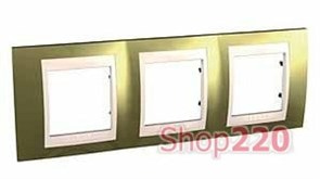 Рамка 3 поста, золото, Unica MGU66.006.504 Schneider