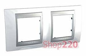 Рамка 2 поста, белоснежный, Unica MGU66.004.092 Schneider