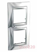 Рамка 2 поста, блестящий хром, вертикальная Unica MGU66.004V.010 Schneider