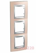 Рамка 3 поста, оникс медный, вертикальная Unica MGU66.006V.096 Schneider