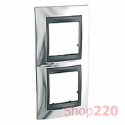 Рамка 2 поста, блестящий хром, вертикальная Unica MGU66.004V.210 Schneider