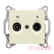 Розетка TV/R проходная, кремовый, Sedna SDN3301323 Schneider