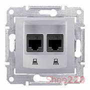 Розетка двойная RJ 45 кат 6, неэкран, UTP, алюминий, Sedna SDN4800160 Schneider