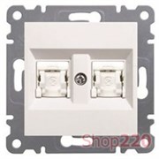 Розетка компьютерная двойная RJ-45, неэкранированная, кремовый, Lumina-2 WL2321 Hager