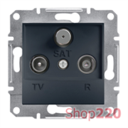 Розетка TV/R/SAT проходная 8дБ, антрацит, EPH3500371 Asfora Schneider