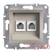 Розетка телефонная RJ-11 двойная, бронза, EPH4200169 Asfora Schneider