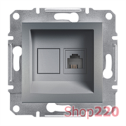 Розетка телефонная RJ-11, сталь, EPH4100162 Asfora Schneider