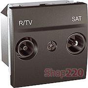 Мех. розетки TV-FM-SAT 10-2400МГц 2 м. конечной, графит, MGU3.455.12 Schneider Unica