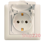 РОЗЕТКА С ЗАЗЕМЛЕНИЕМ И КРЫШКОЙ, КРЕМОВЫЙ, LUMINA-2 WL1151 HAGER