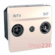 Розетка TV-FM-SAT простая, 2 м., слоновая кость, MGU3.454.25 Schneider Unica