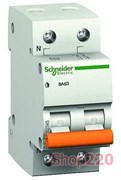 Автомат 16A, фаза+нейтраль, тип С, "Домовой" 11213 Schneider Electric