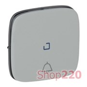 Накладка кнопки с подсветкой с символом "звонок", алюминий, Valena 755092 Legrand