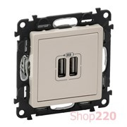 Розетка USB для зарядки двойная, слоновая кость, 753512 Legrand Valena Life