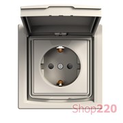 Розетка влагозащищенная IP44 с заземлением, кремовый, EPH3100323 Schneider Asfora