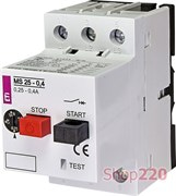 Автомат защиты двигателя 0,4А, MS25-0,4 ETI 4600030
