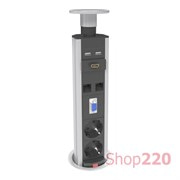 Розетка выдвижная 220В + USB + HDMI + RJ45 + VGA Axessline PopUp, Kondator