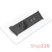 Блок розеток в стол 220В + USB, белый, Axessline QuickBox, Kondator