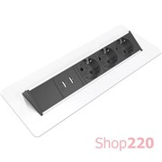 Блок розеток в стол 3х220В + USB, белый, Axessline QuickBox Kondator