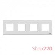 Рамка 4 поста, стекло белое, Zenit ABB N2274 CB