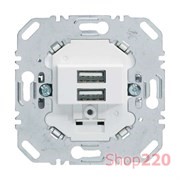 USB розетка для зарядки устройств, двойная, полярная белизна, Berker 260209