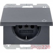 Розетка со шторками и крышкой, антрацит, K.1 Berker 47517206
