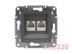 Розетка компьютерная RJ-45 двойная, сталь, EPH4400162 Asfora Schneider