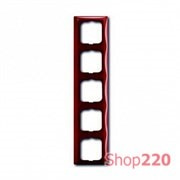 Рамка 5 постов, красный фойер, ABB 2515-97-507 Basic 55