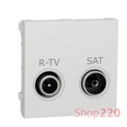 Розетка R-TV SAT проходная, белый, 2 модуля, Unica New Schneider NU345618