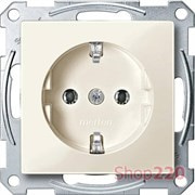 Розетка электрическая с заземлением, бежевый, Merten MTN2301-0344
