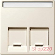 Накладка компьютерной розетки RJ45, двойная, бежевый, Merten MTN469944