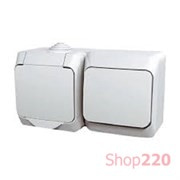 Выключатель + розетка, накладной монтаж, белый, IP 44 Cedar WDE000500 Schneider Electric