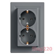 Розетка двойная с заземлением, сталь, EPH9900162 Schneider Asfora