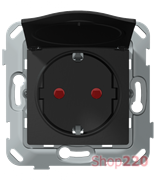 Розетка с крышкой IP44 влагозащищенная, антрацит soft-touch, PLK0551241 Plank Electrotechnic
