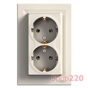 Розетка двойная с заземлением , кремовый, EPH9900123 Schneider Asfora