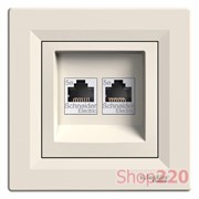Розетка компьютерная RJ-45 двойная, кремовый, EPH4400123 Schneider Asfora