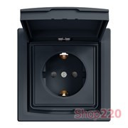 Розетка влагозащищенная IP44 с заземлением, антрацит, EPH3100371 Schneider Asfora