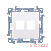 Розетка информационная под модуль 2xRJ45 Keystone, белый, SIMON10