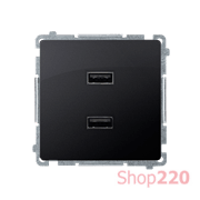 Розетка USB зарядка, двойная, 2.1А, графит, Basic Simon
