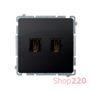 Розетка двойная HDMI, графит, Basic Simon