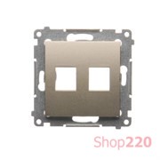 Розетка информационная 2xRJ45 Keystone, с суппортом, золото, SIMON54