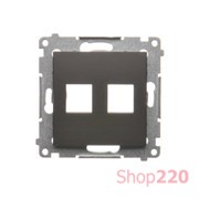 Розетка информационная 2xRJ45 Keystone, с суппортом, коричневый, SIMON54