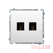 Розетка двойная HDMI, белый, Basic Simon