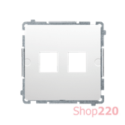 Розетка информационная прямая под 2xRJ45 Keystone, с суппортом, белый, Basic Simon