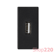 Розетка USB для передачи данных, 1 модуль, черный, К45 Simon K128B/14