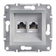 Розетка компьютерная RJ-45 двойная, алюминий, EPH4400161 Asfora Schneider