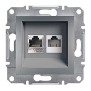 Розетка компьютерная + телефонная, сталь, EPH4900162 Asfora Schneider