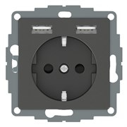 Розетка электрическая с USB, антрацит, Merten MTN2366-0414